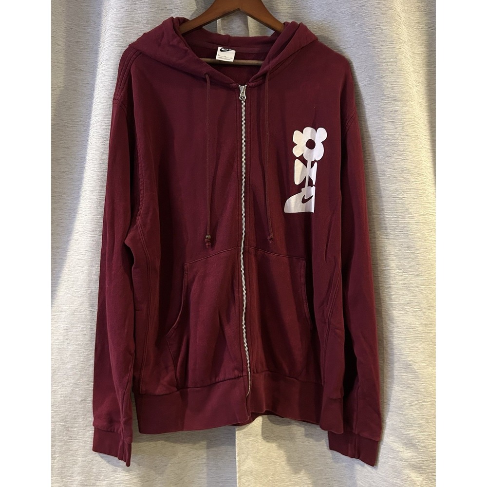 Nike Sportswear Hoodie‎ Mens XL Red French Terry Full Zip Sweatshirt DQ4177-638